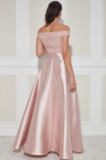 Goddiva Three D Flower Lace Off The Shoulder Maxi Dress Goddiva